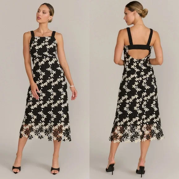 Just Me | Dresses | Nwt Just Me Sleeveless Floral Crochet Midi Dress Nyco |  Poshmark